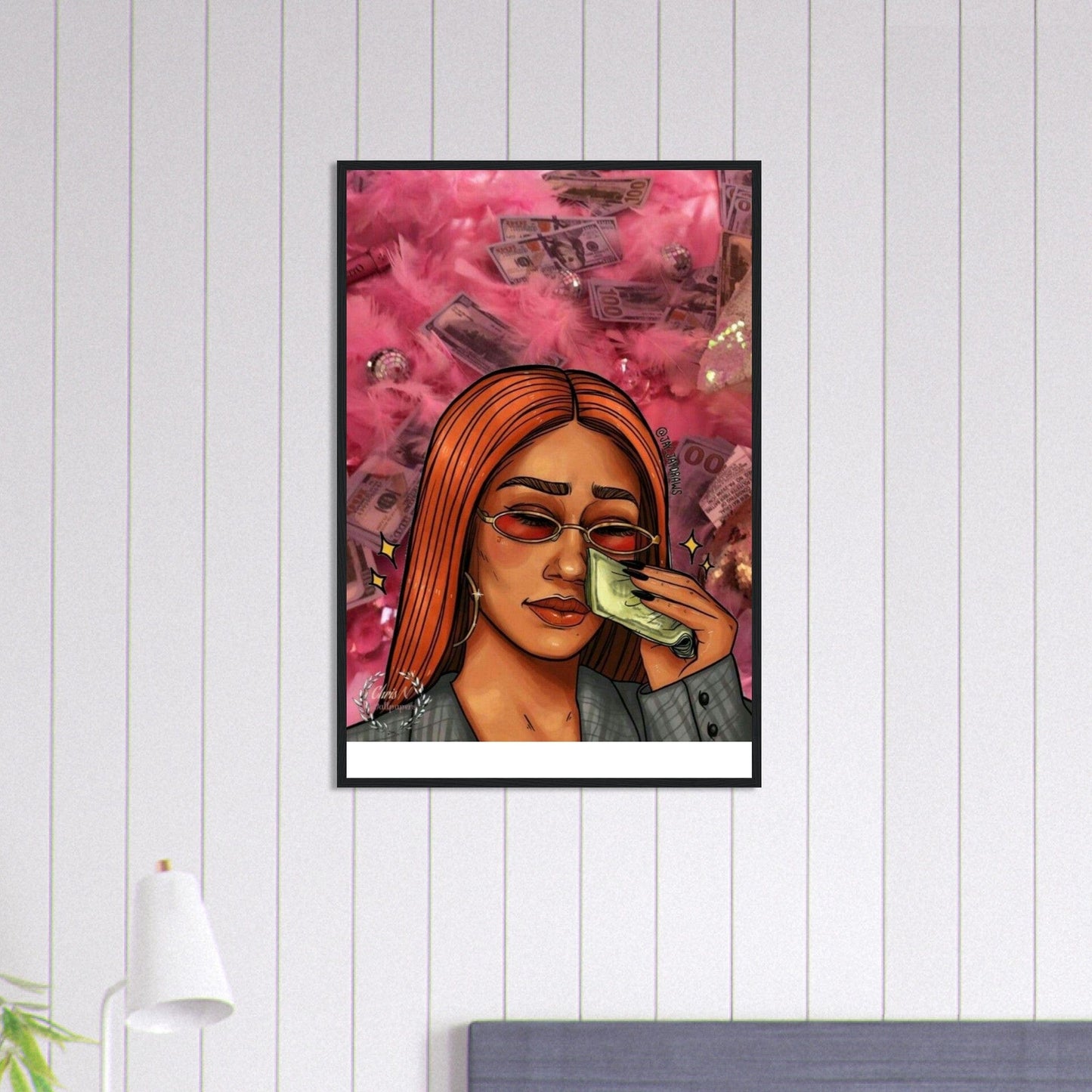 Canvanation Print Material 60x90 cm / 24x36″ Tableau Femme et Billets Verts