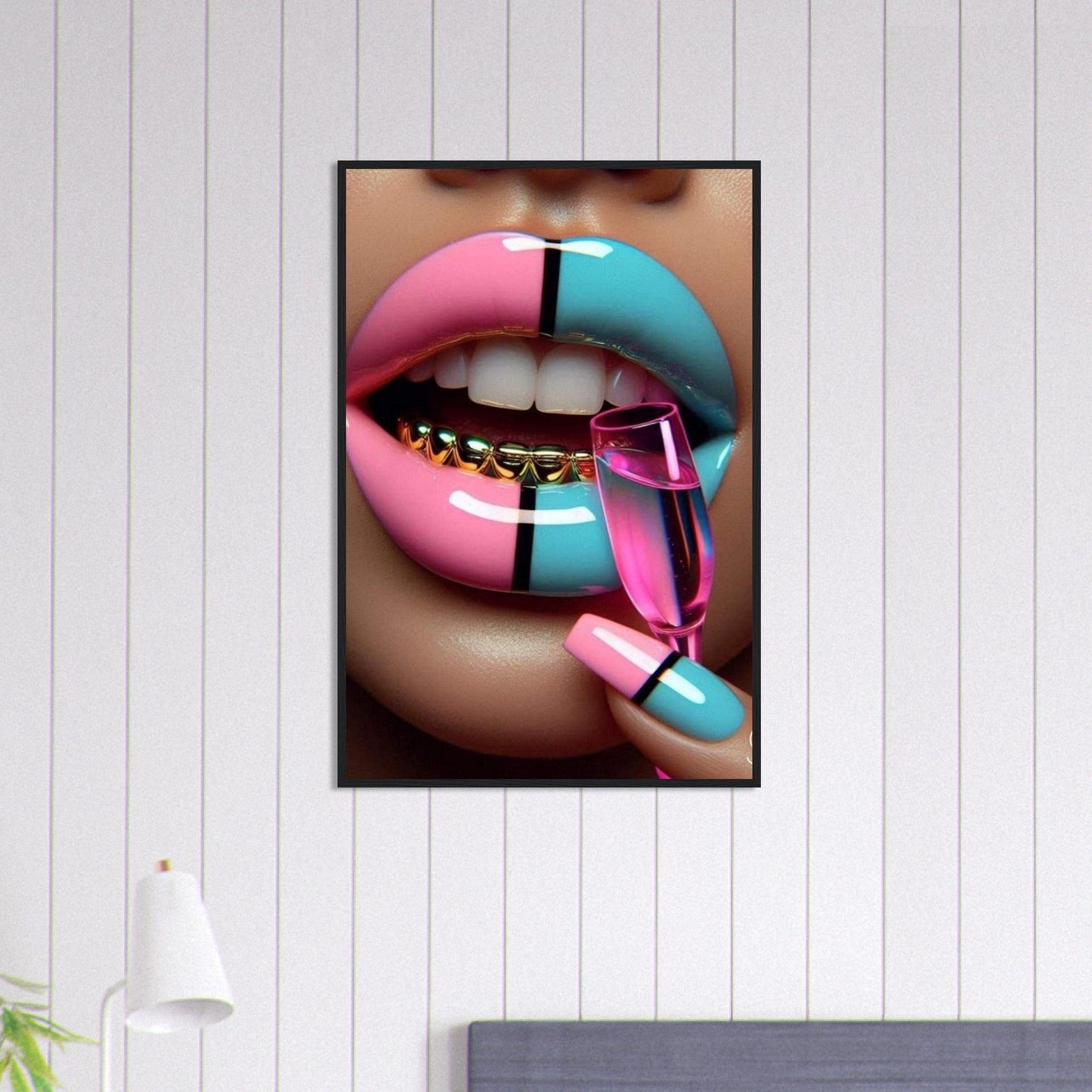 Canvanation Print Material 60x90 cm / 24x36″ Tableau Levres Bleu Et Rose