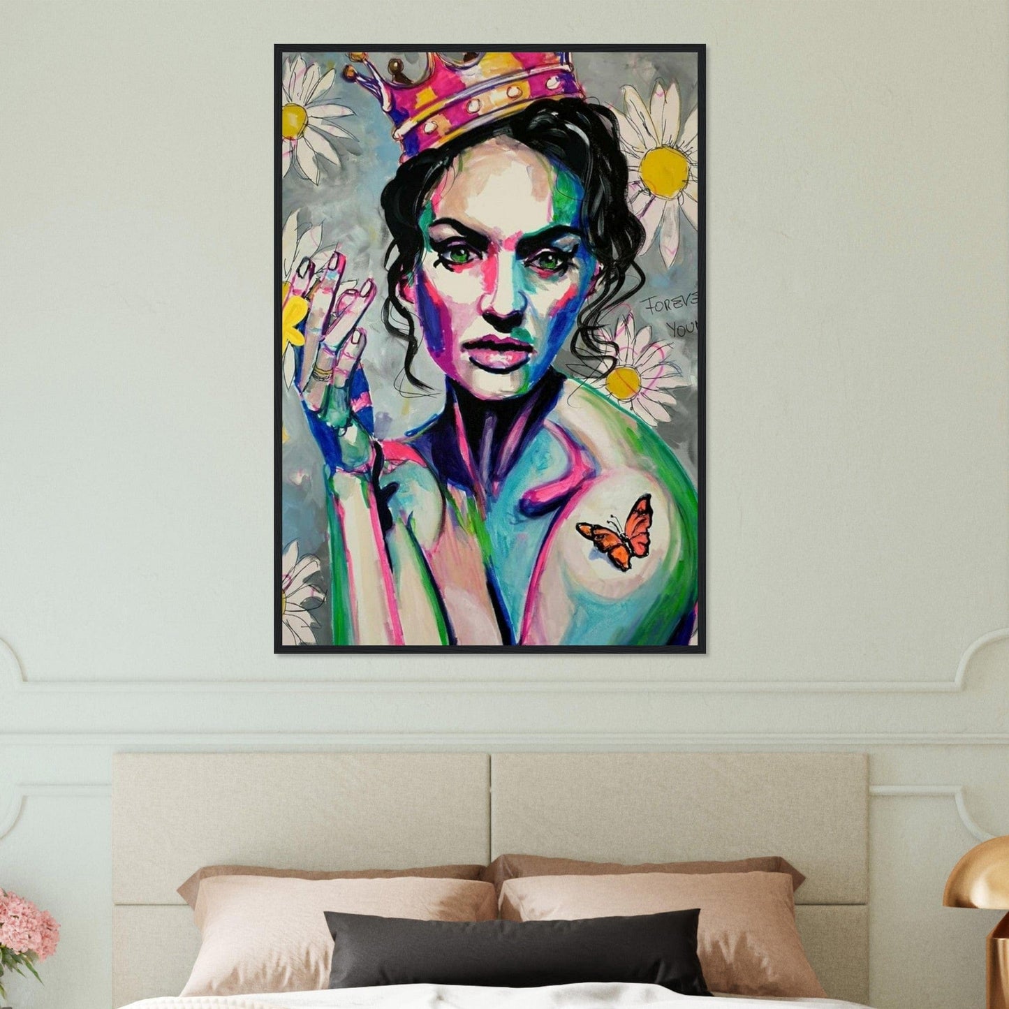 Canvanation Print Material Tableau Street Art Femme Avec Couronne