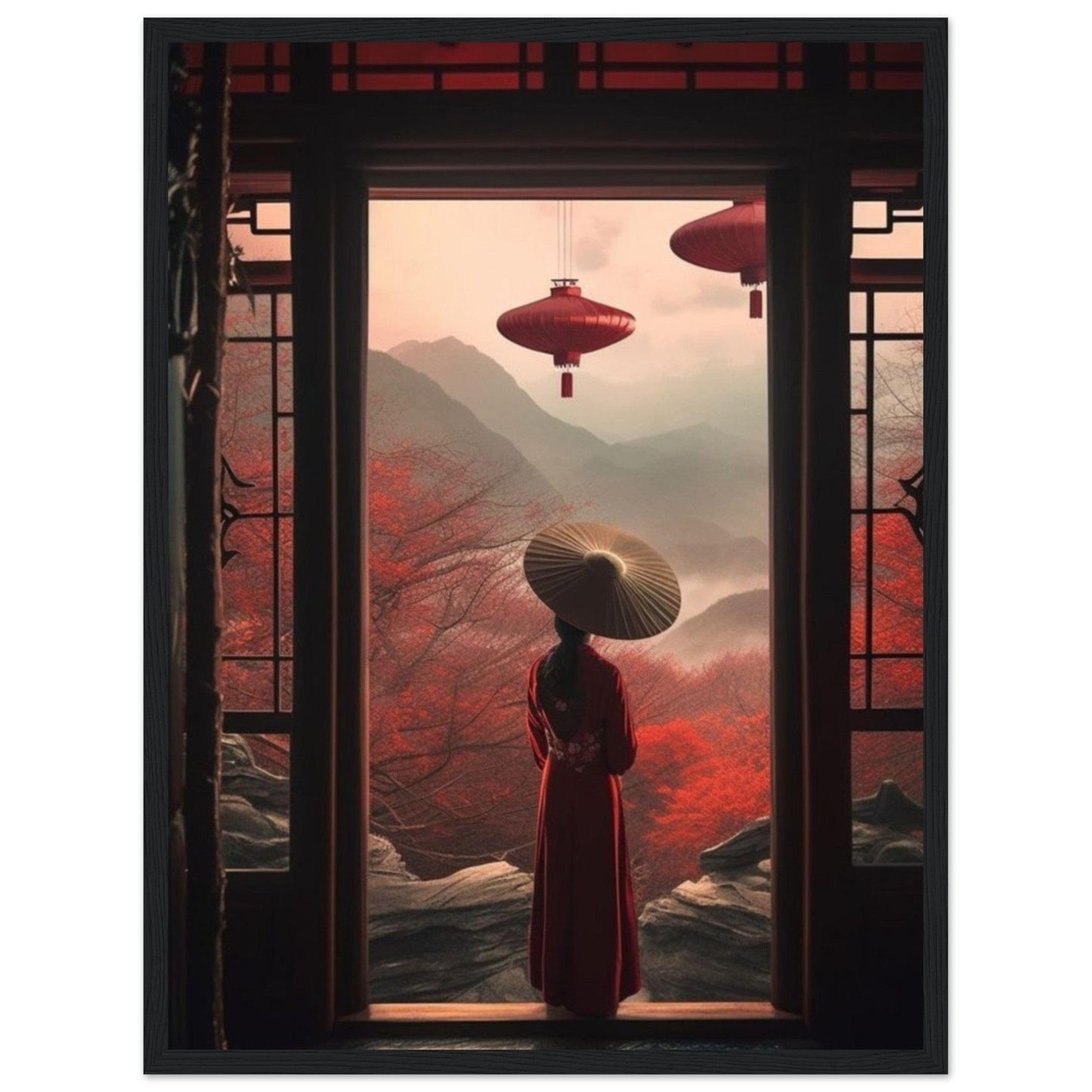 Canvanation Print Material Tableau Japon Fleur De Cerisier Geisha