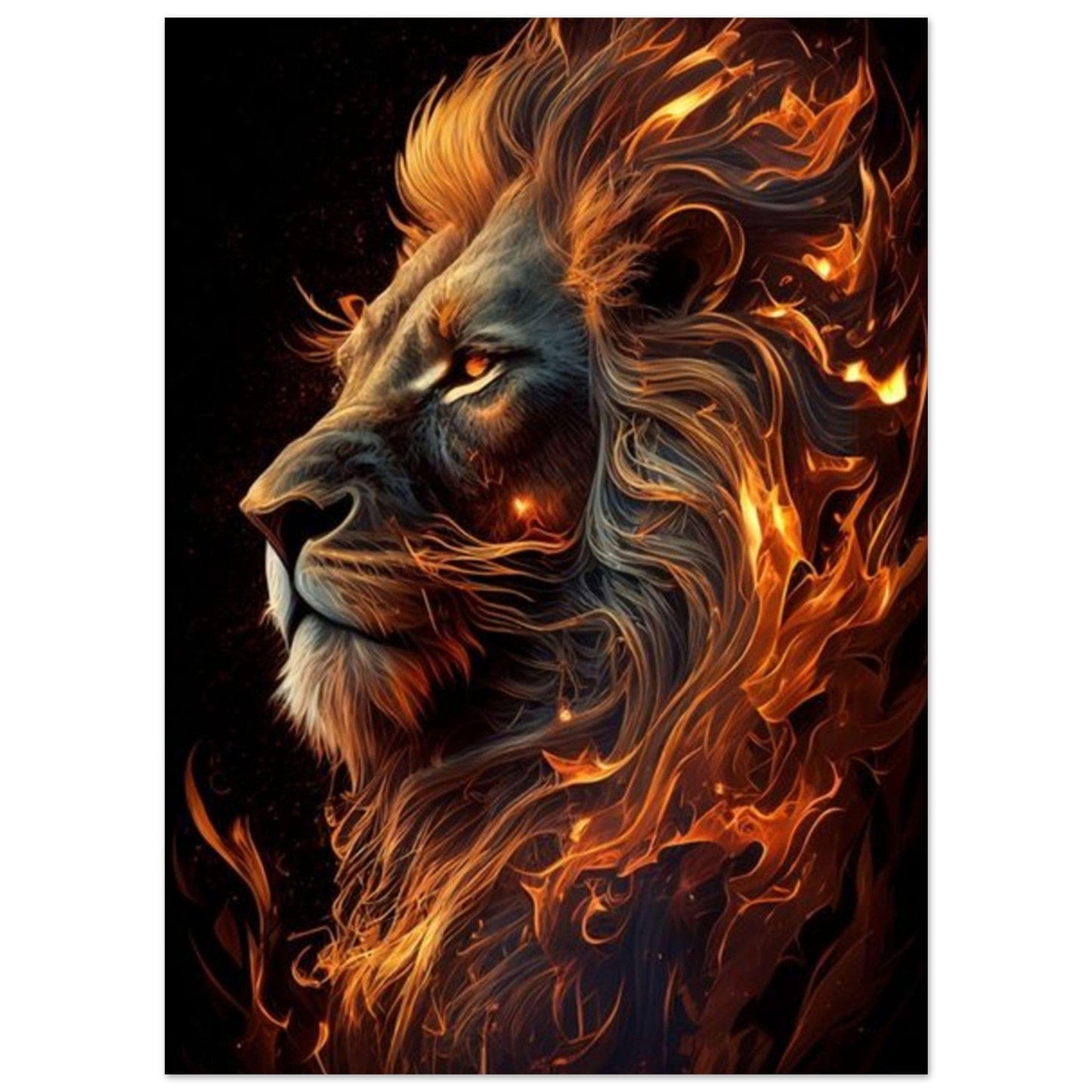 Canvanation Print Material 13x18 cm / 5x7″ Poster Lion Feu Orange