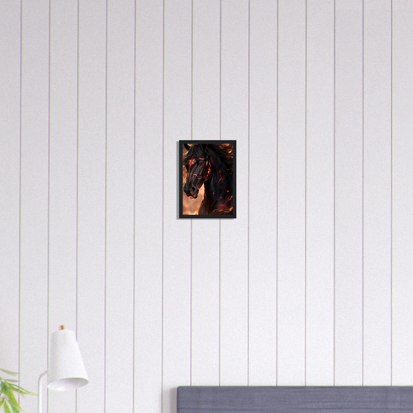 Canvanation Print Material A4 21x29.7 cm / 8x12″ Tableau Cheval Noir Flamme