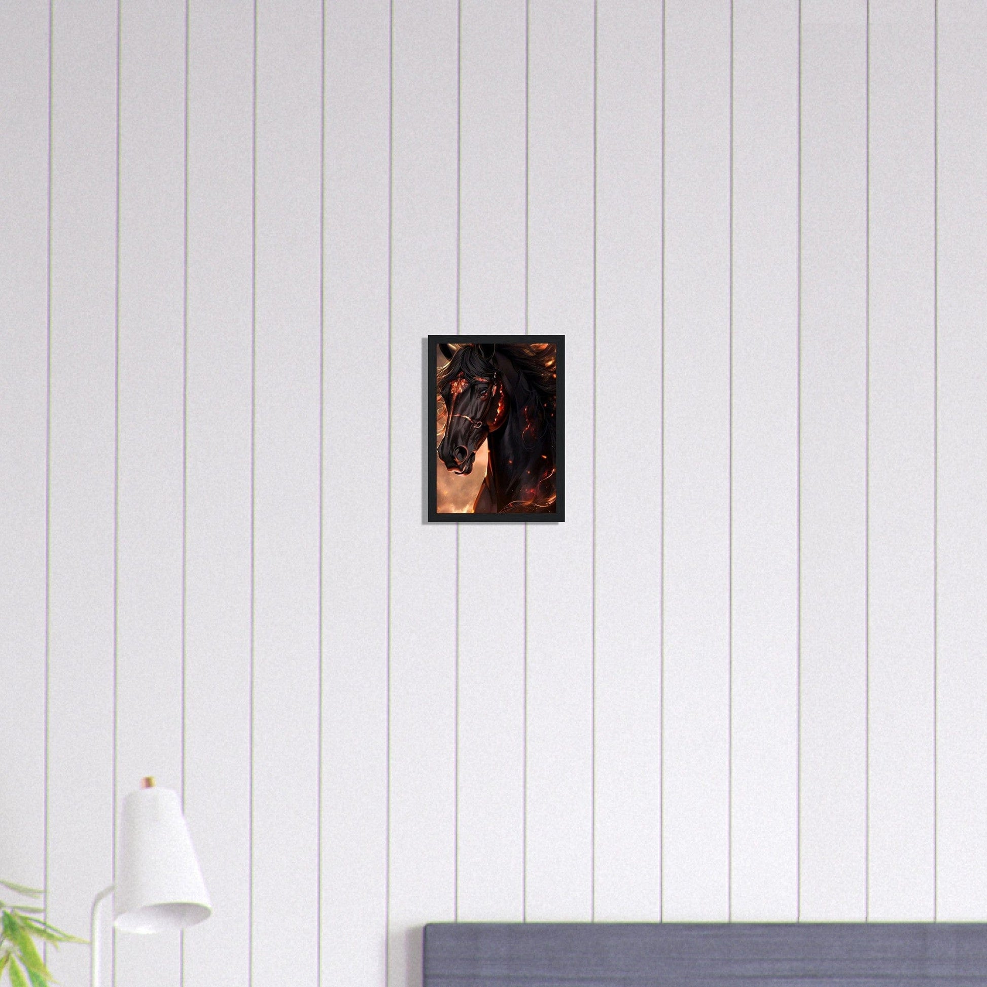 Canvanation Print Material A4 21x29.7 cm / 8x12″ Tableau Cheval Noir Flamme