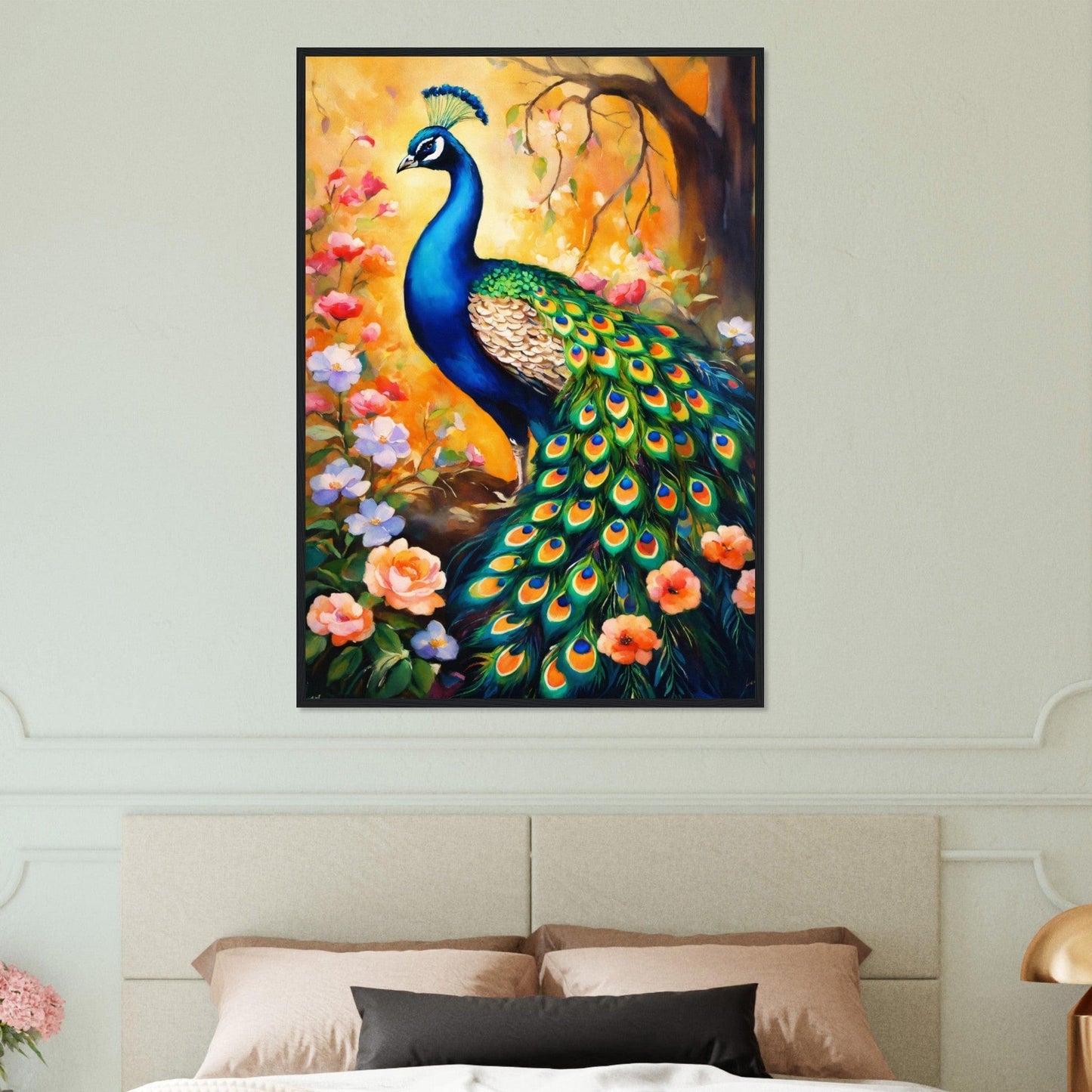 Canvanation Print Material Tableau Paon L'Arc-en-Ciel en Plumes