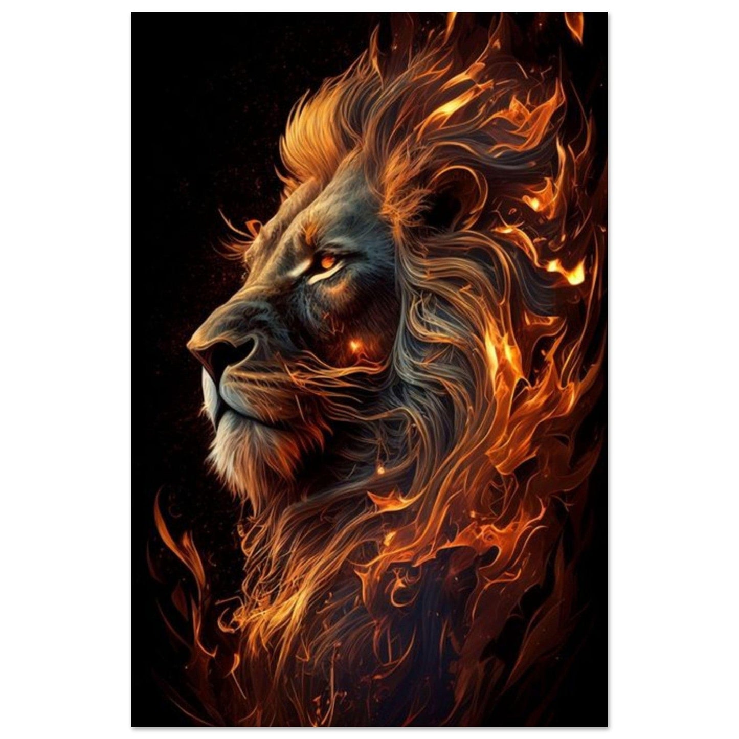Canvanation Print Material 60x90 cm / 24x36″ Poster Lion Feu Orange