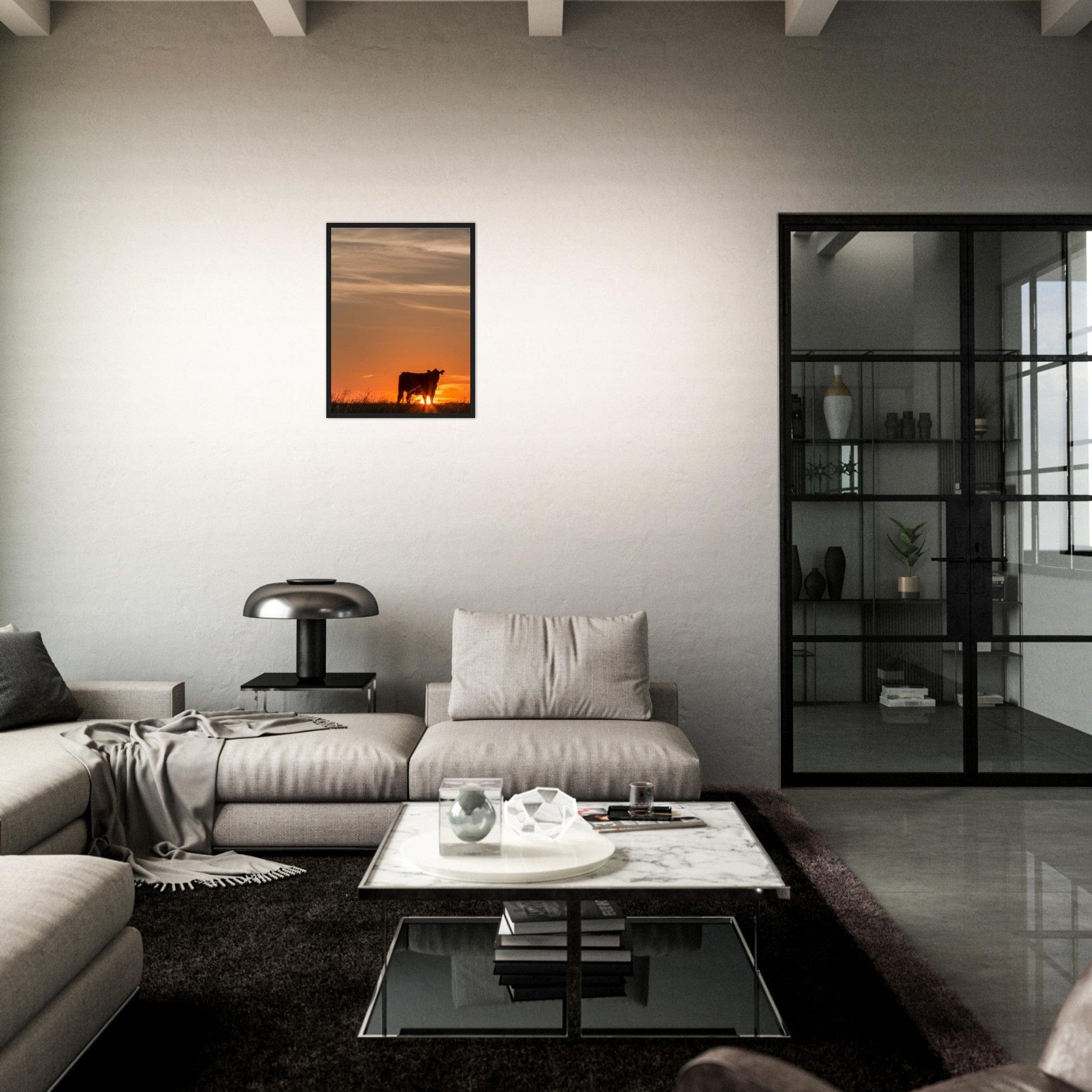 Canvanation Print Material Tableau Vache Couché De Soleil