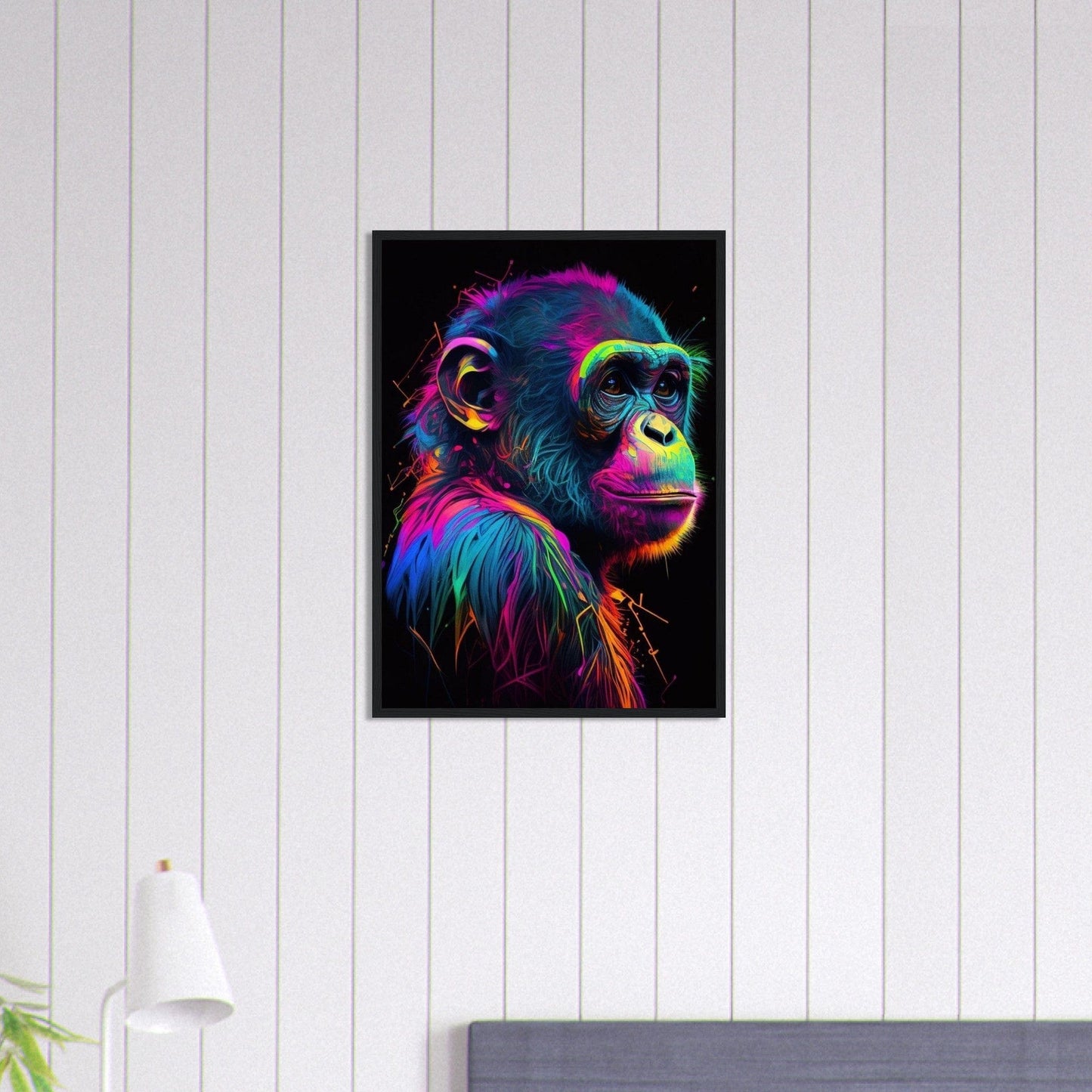 Canvanation Print Material 50x70 cm / 20x28″ Tableau Singe Pop Art Fond Noir