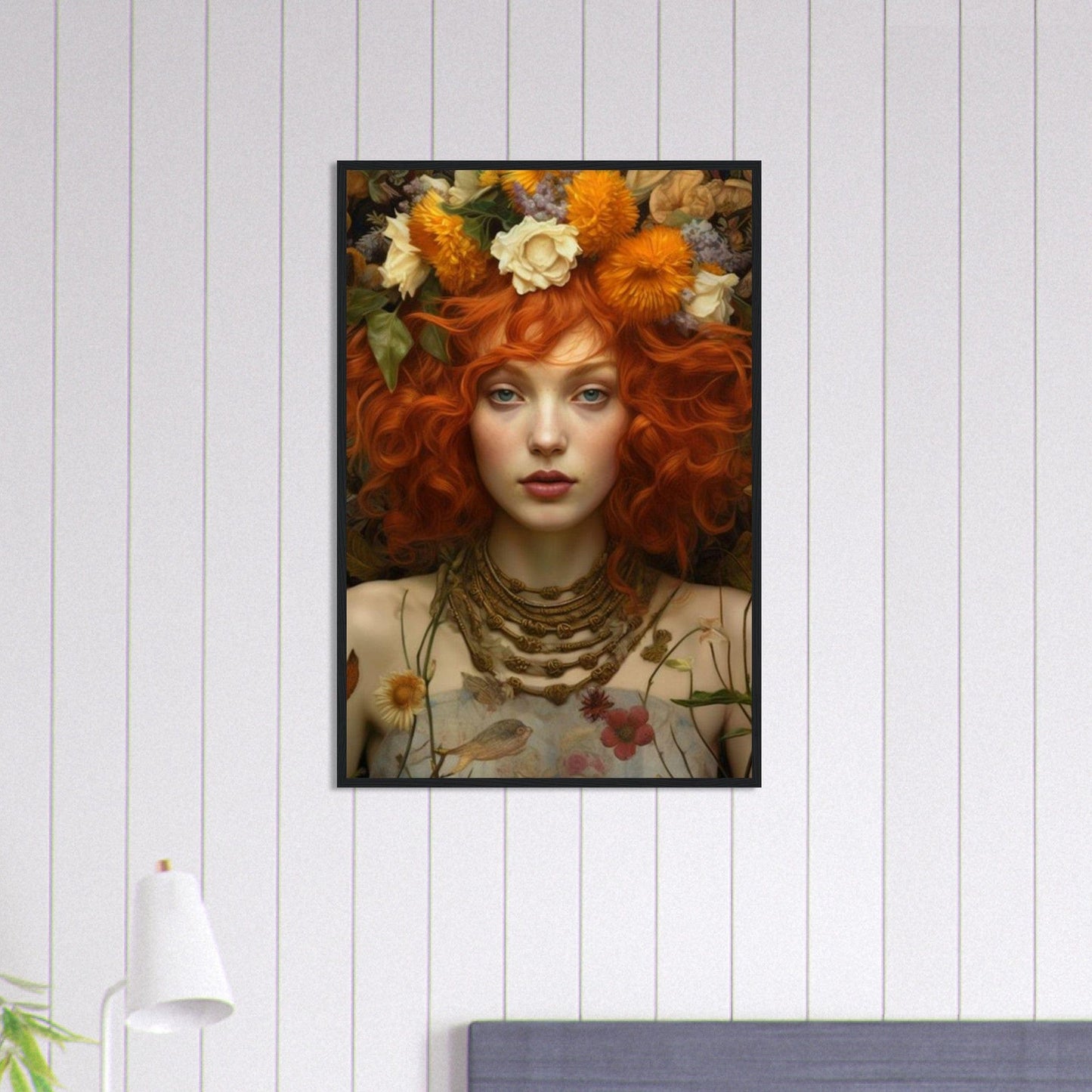 Canvanation Print Material 60x90 cm / 24x36″ Tableau Femme Fleurs Cheveux Rousse