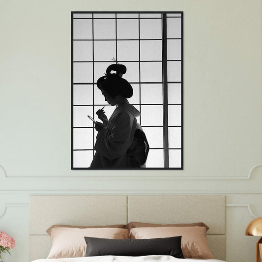 Canvanation Print Material 70x100 cm / 28x40″ Tableau Japon Geisha Noir Et Blanc