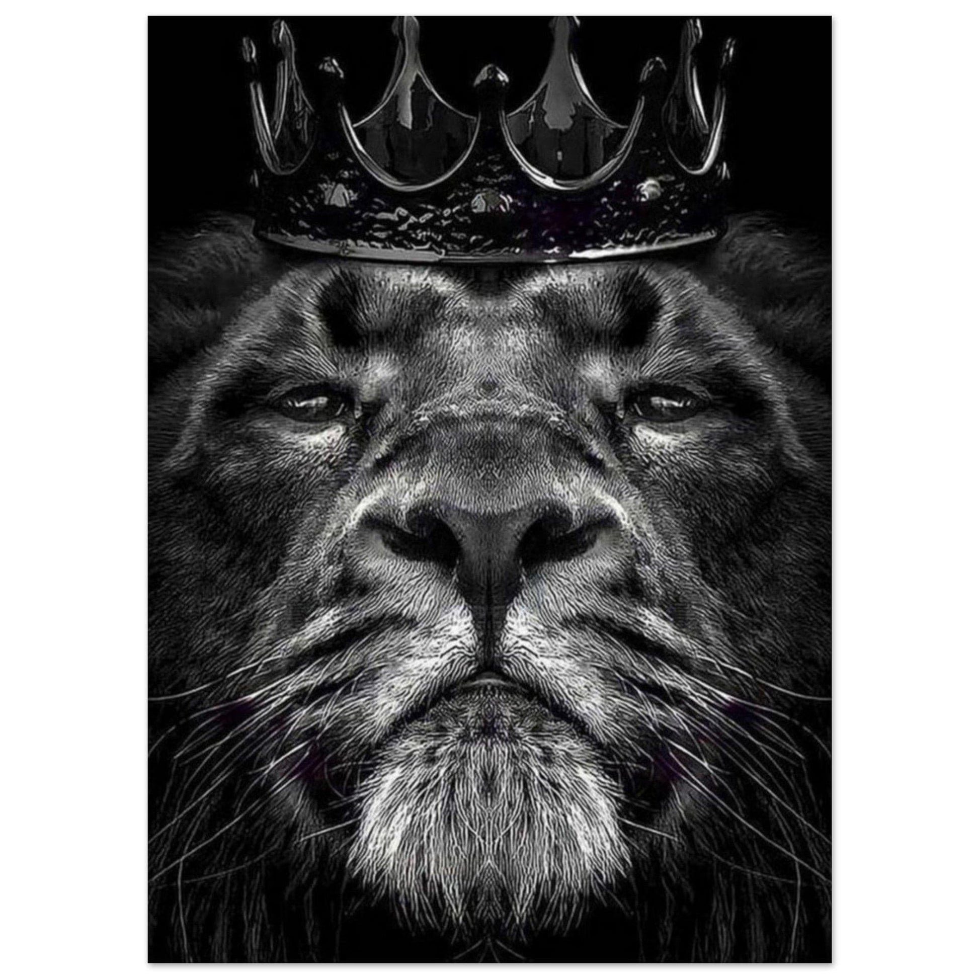 Canvanation Print Material 13x18 cm / 5x7″ Poster Lion Courrone Noir Et Blanc