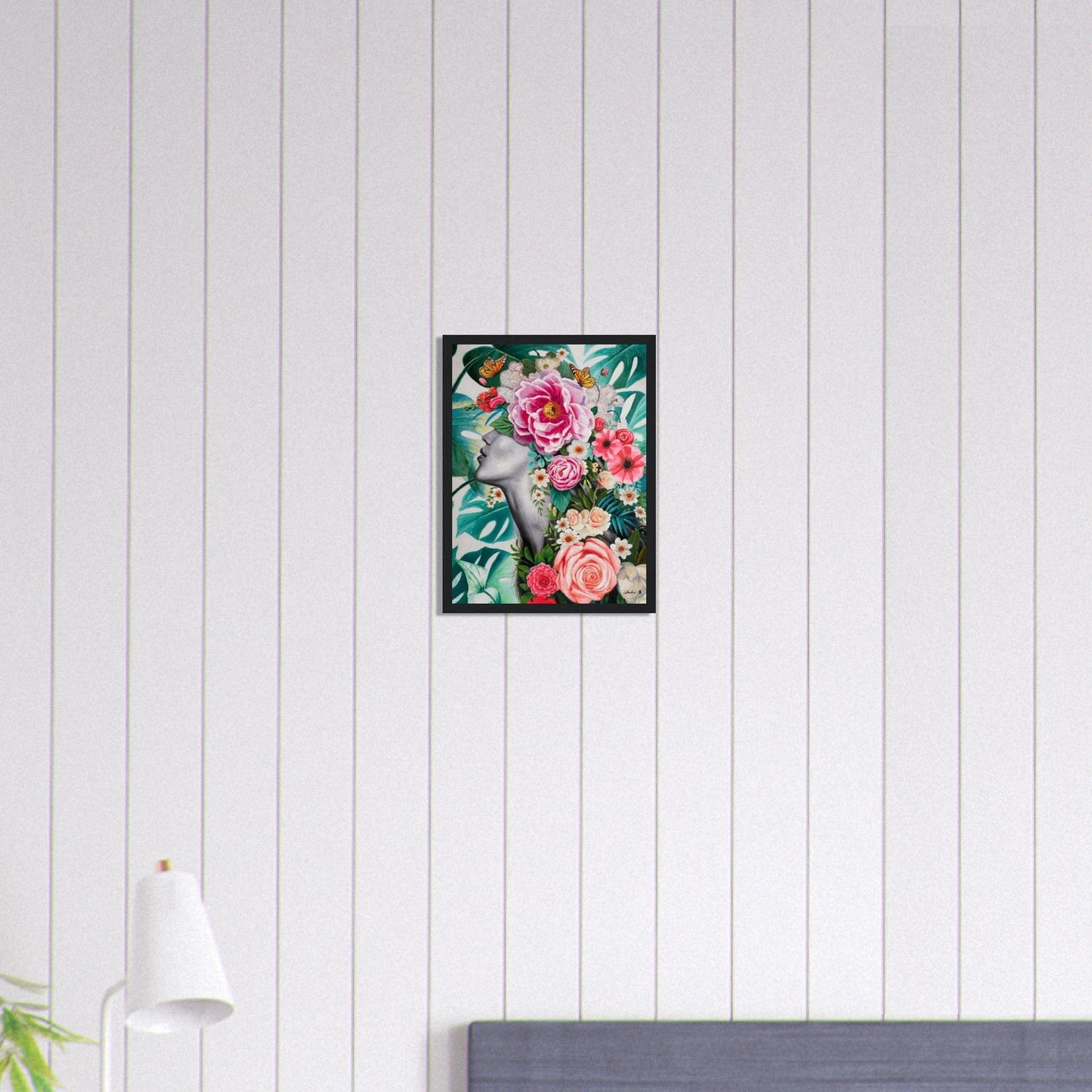 Canvanation Print Material 30x40 cm / 12x16″ Tableau Femme Fleurs Cheveux Vert Forêt