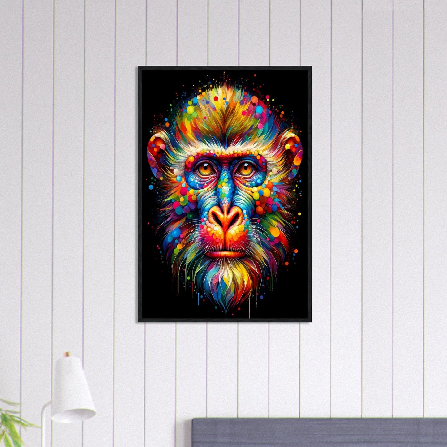 Canvanation Print Material 60x90 cm / 24x36″ Tableau Singe Pop Art Fond Noir Peinture