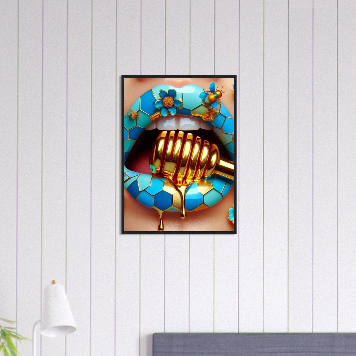 Canvanation Print Material 50x70 cm / 20x28″ Tableau Levres Miel Bleu
