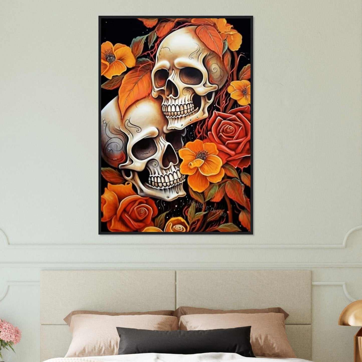 Canvanation Print Material Tableau Tête De Mort Couple Éternel