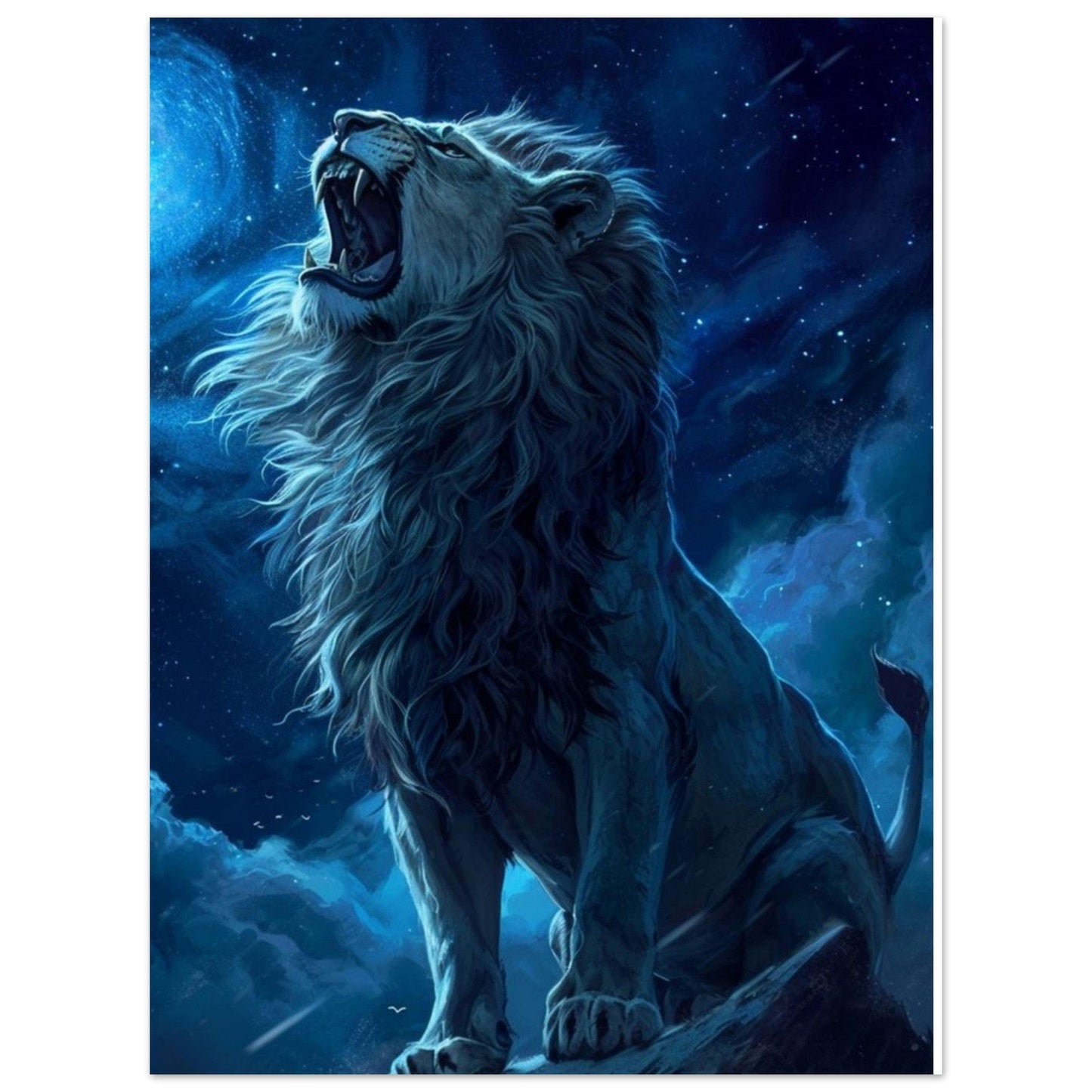 Canvanation Print Material 45x60 cm / 18x24″ Poster Lion Bleu Rugissement