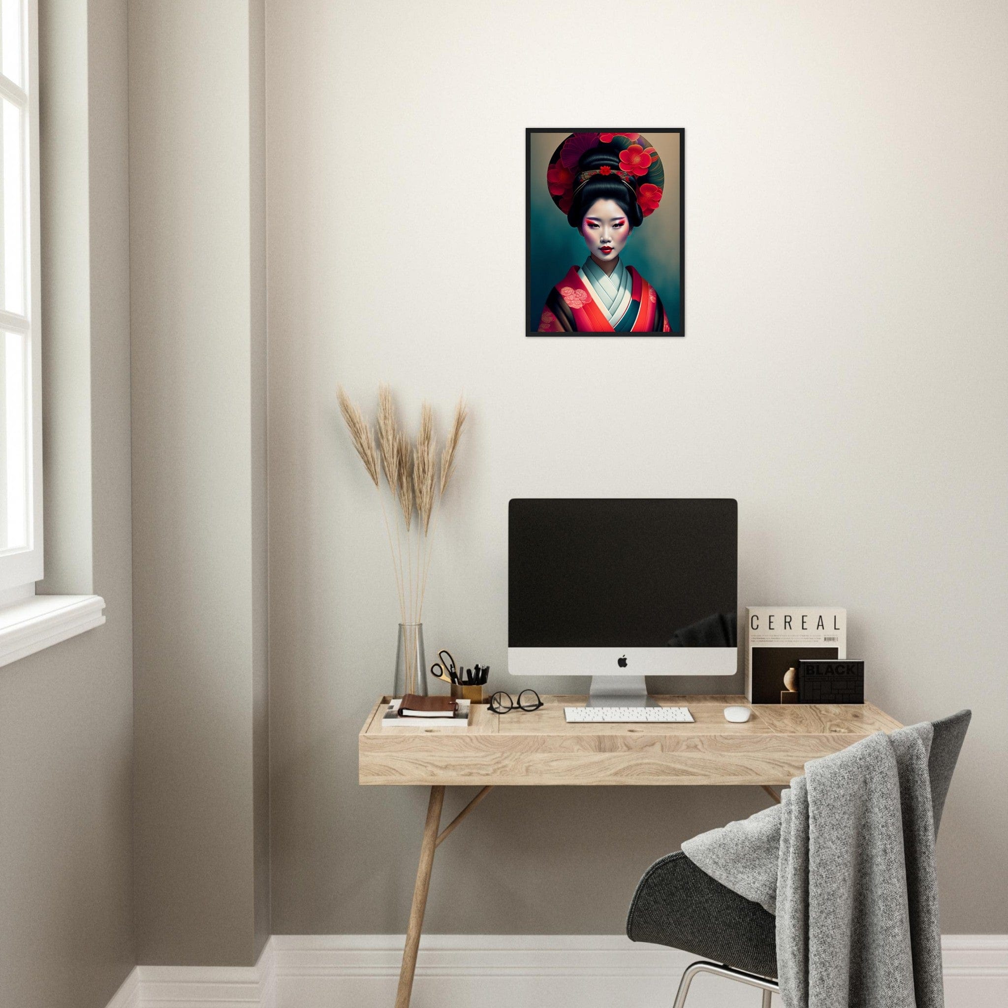 Canvanation Print Material Tableau Japon Geisha Kimono Fleurs