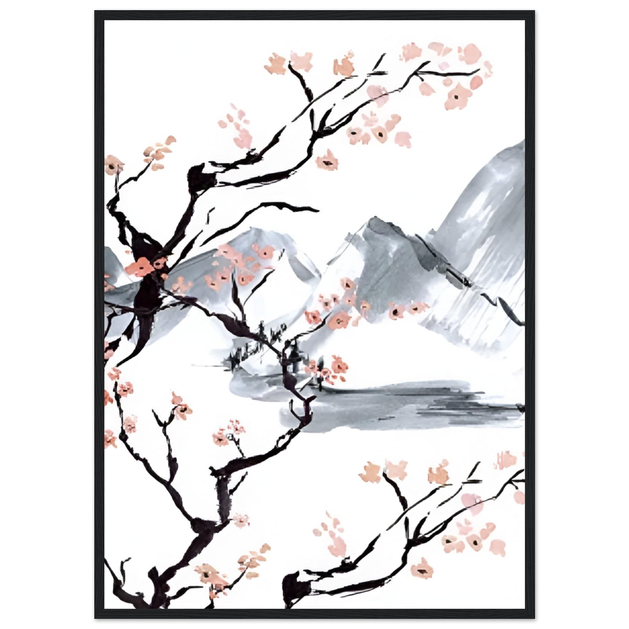 Canvanation 1 / 50X70cm / Avec Cadre Tableau Triptyque Cerisier Japonais