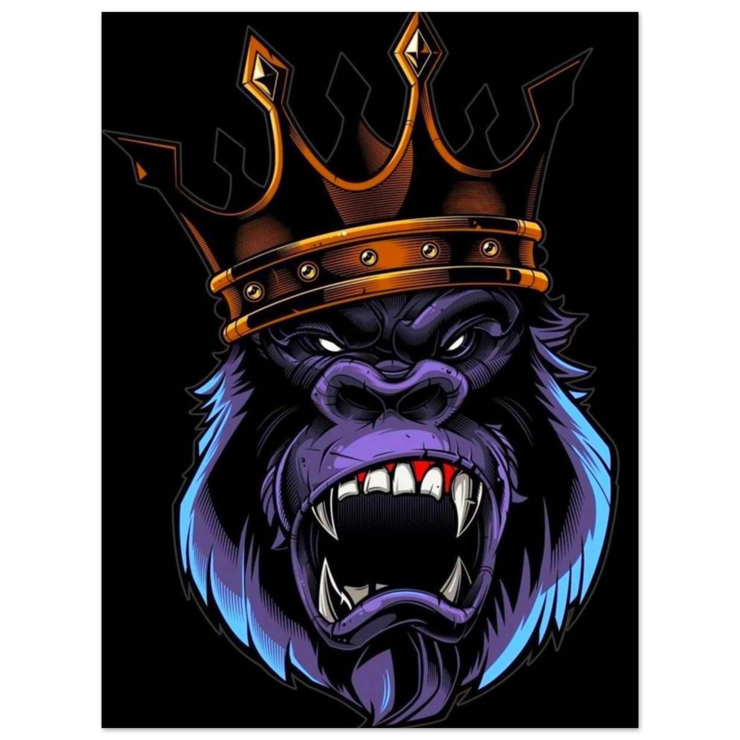 Canvanation Print Material 45x60 cm / 18x24″ Poster Gorille Violet Et Bleu