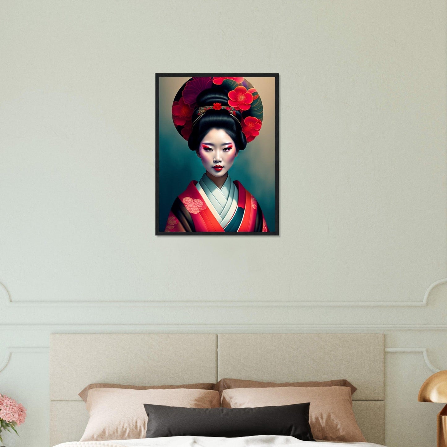 Canvanation Print Material 45x60 cm / 18x24″ Tableau Japon Geisha Kimono Fleurs