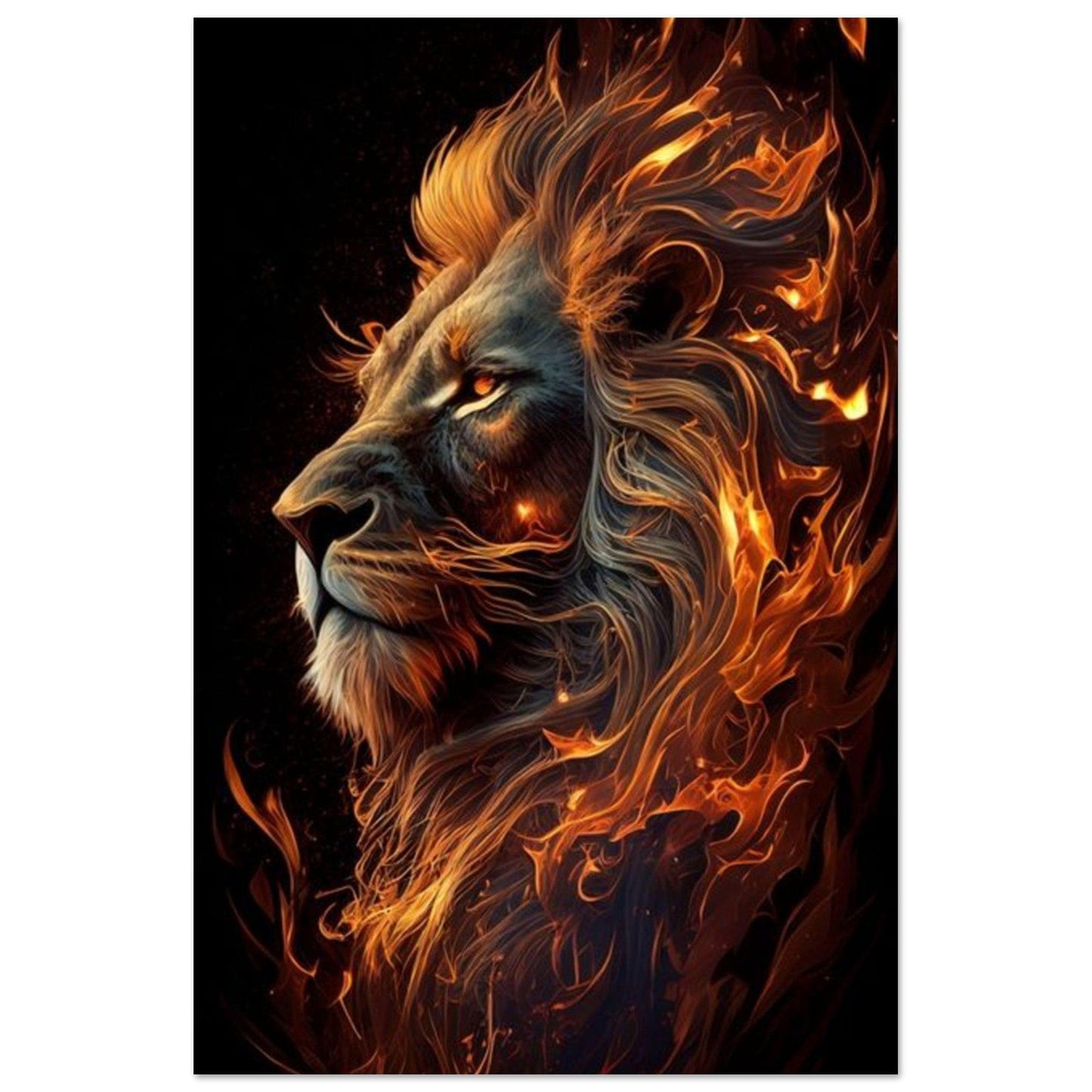 Canvanation Print Material 30x45 cm / 12x18″ Poster Lion Feu Orange