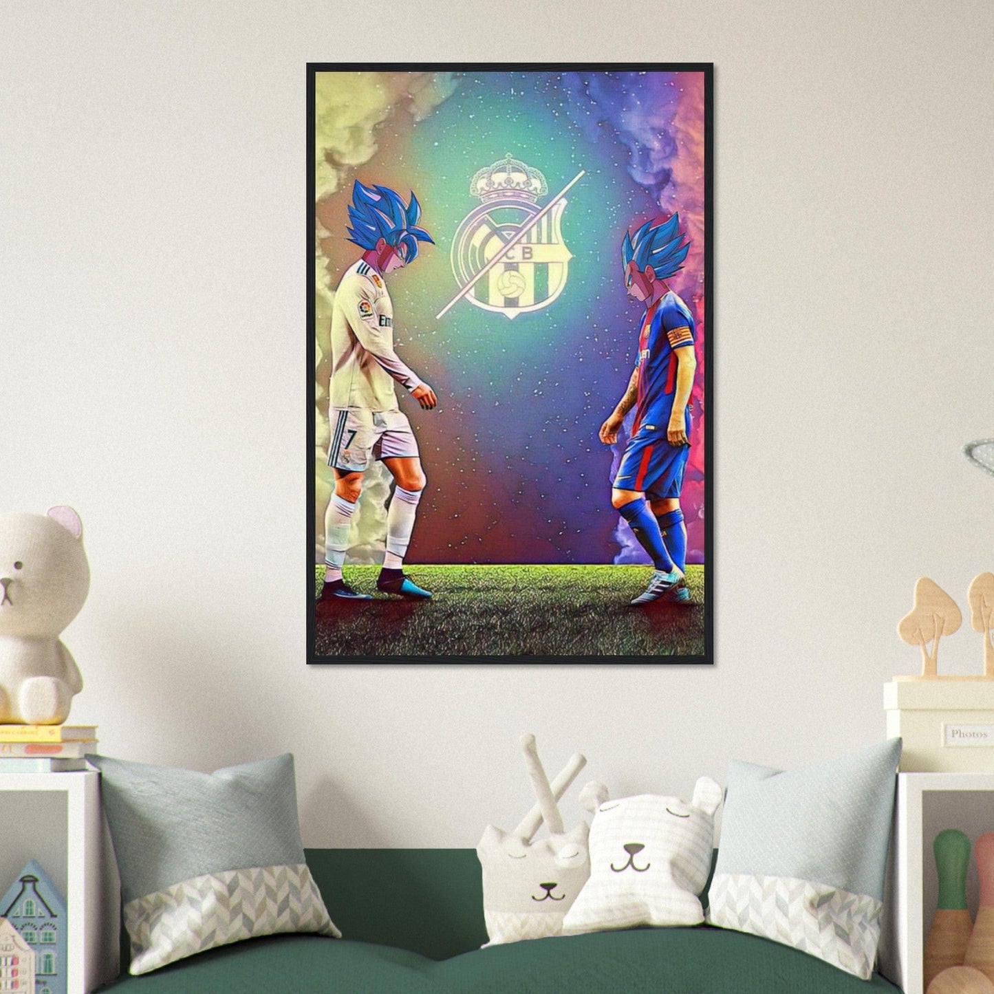 Canvanation Print Material 60x90 cm / 24x36″ / Avec Cadre Tableau Football Manchester FCB Dragon Ball Z