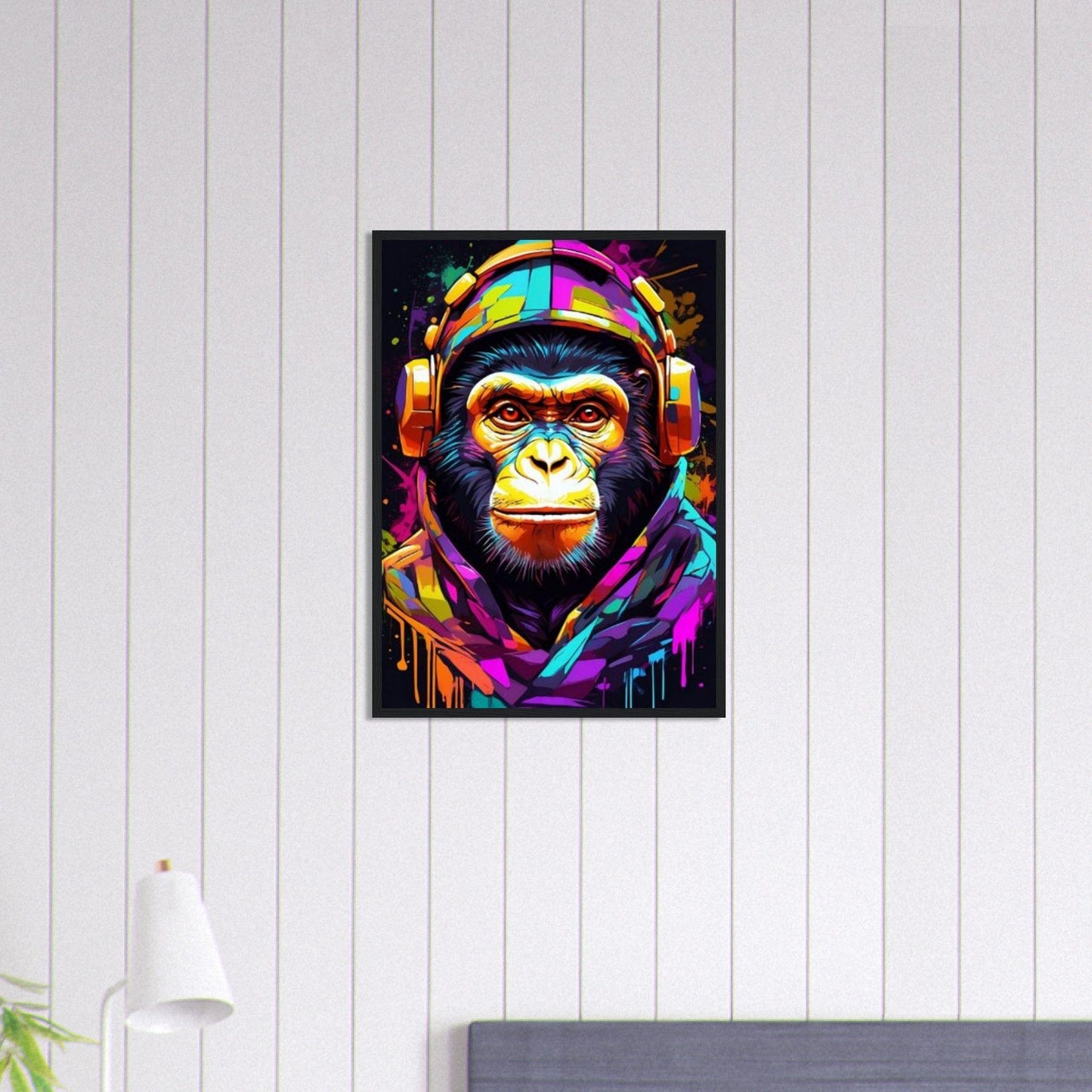 Canvanation Print Material 50x70 cm / 20x28″ Tableau Singe Pop Art En Sweat Avec Un Casque