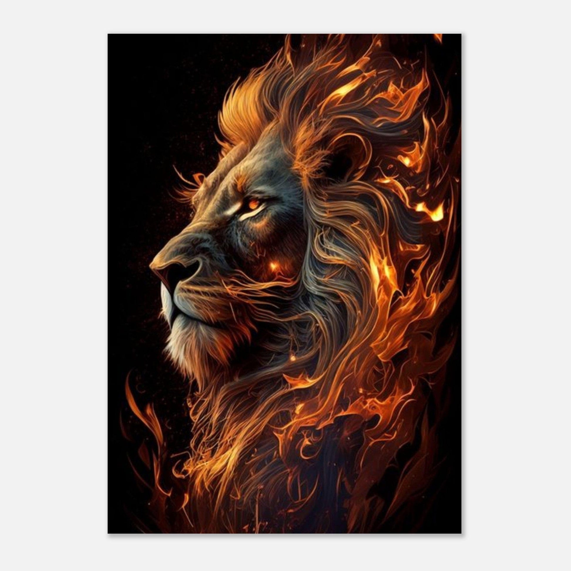 Canvanation Print Material Poster Lion Feu Orange