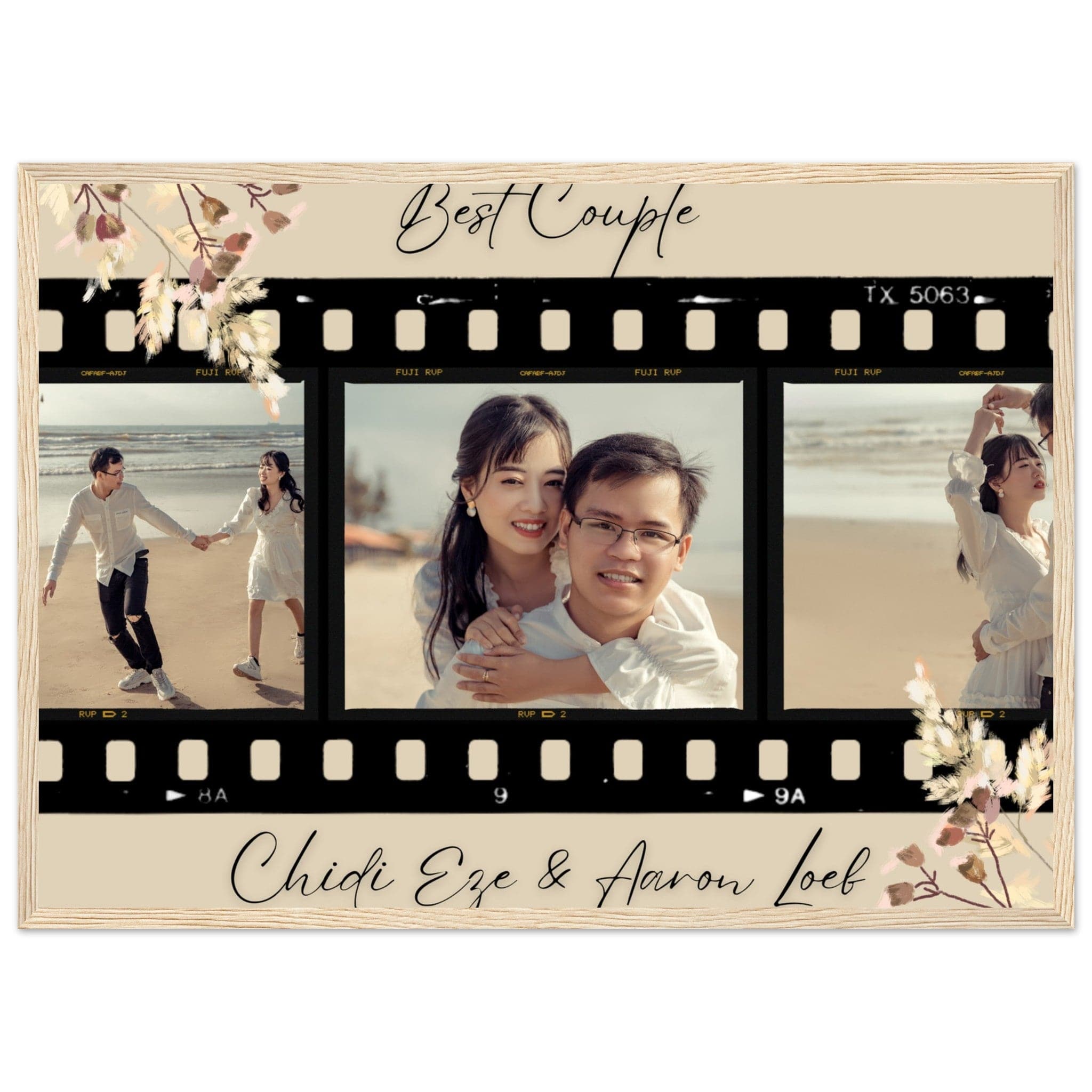 Canvanation Print Material 50x70 cm / 20x28″ / Bois Cadre Photos Pele Mele Couple 'Best Couple"