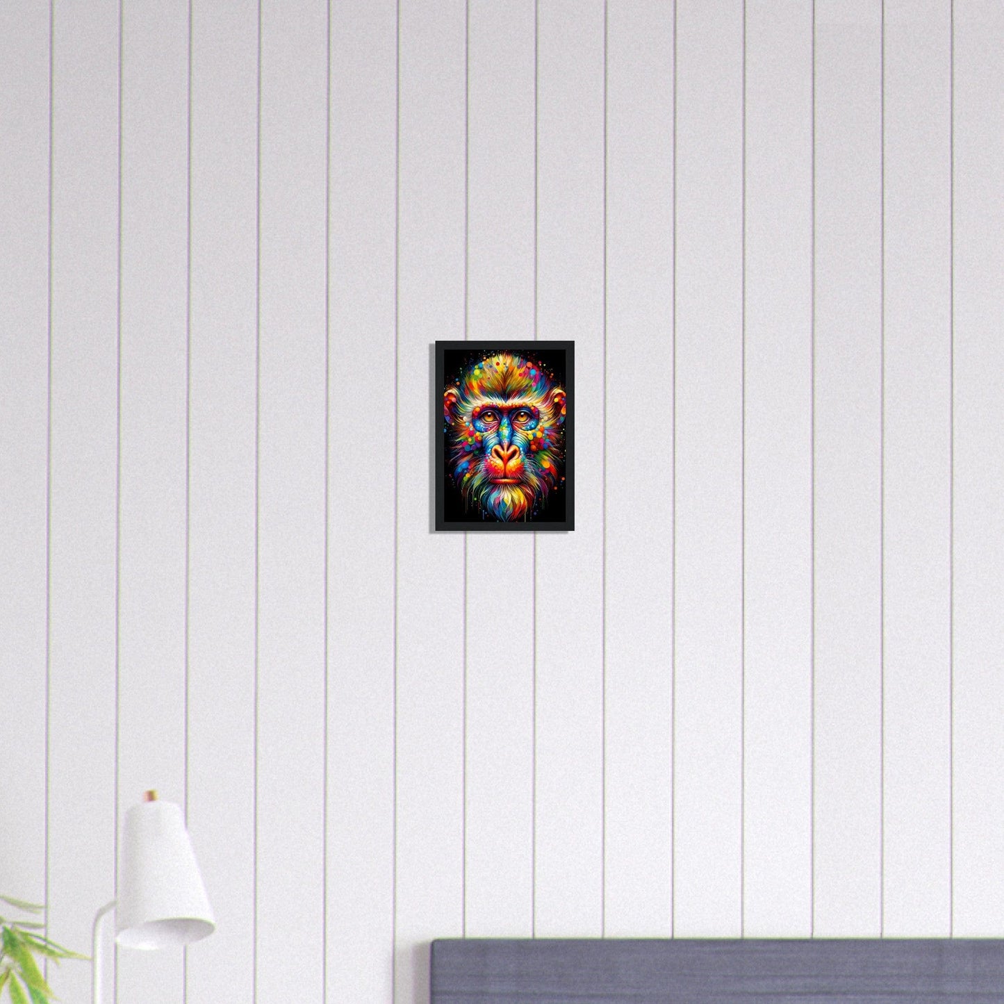 Canvanation Print Material A4 21x29.7 cm / 8x12″ Tableau Singe Pop Art Fond Noir Peinture