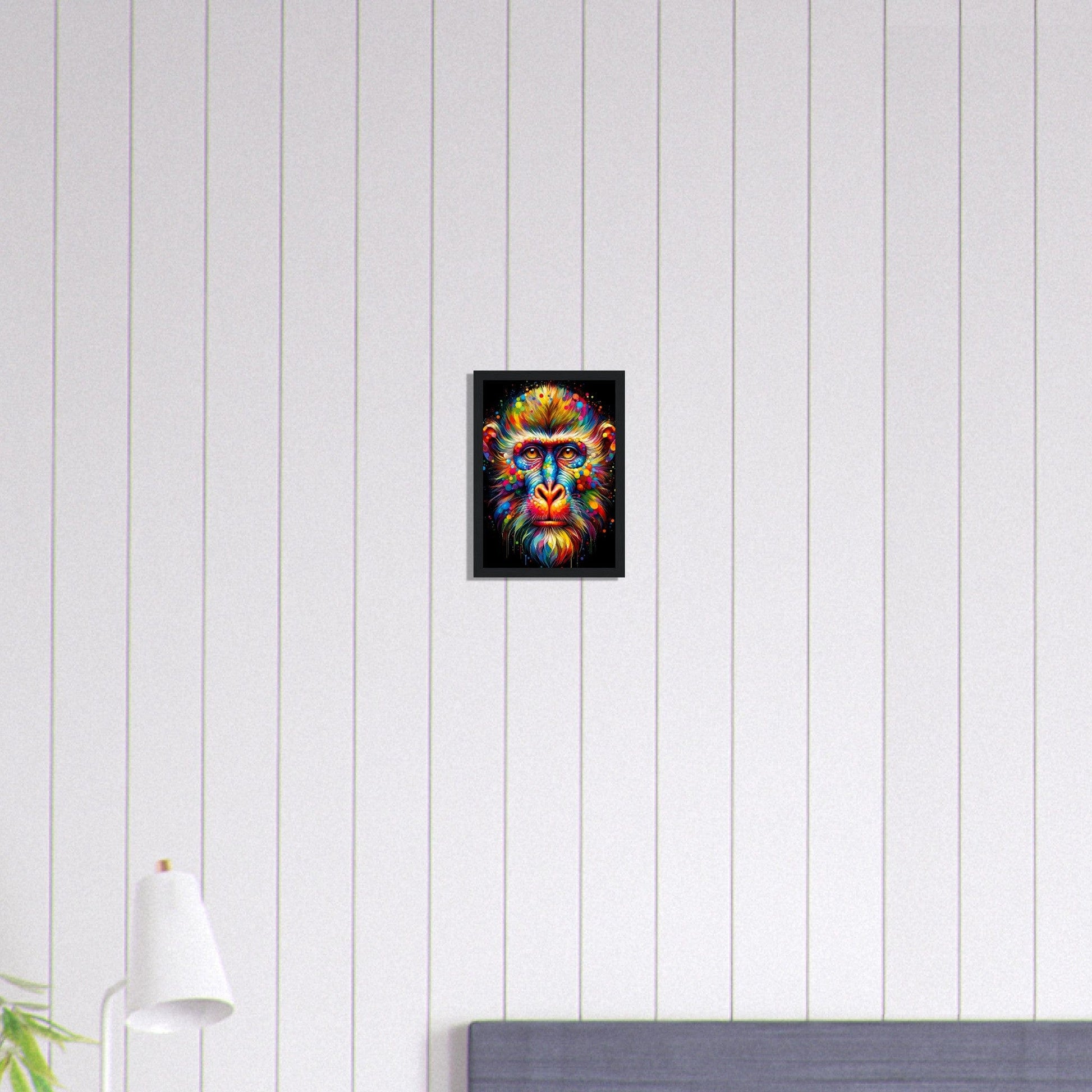 Canvanation Print Material A4 21x29.7 cm / 8x12″ Tableau Singe Pop Art Fond Noir Peinture