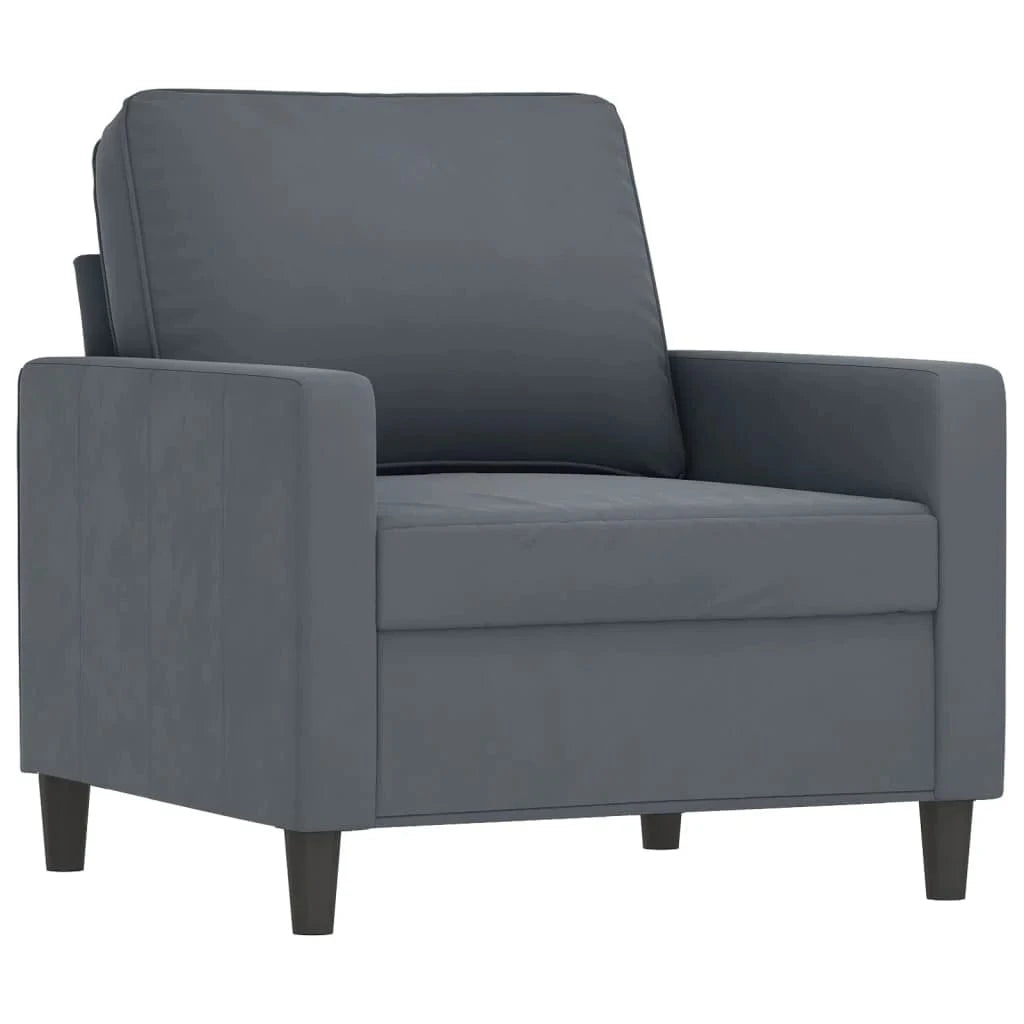 Canvanation Fauteuil Gris Foncé avec Repose-Pied 60 cm en Velours – Confort et Élégance