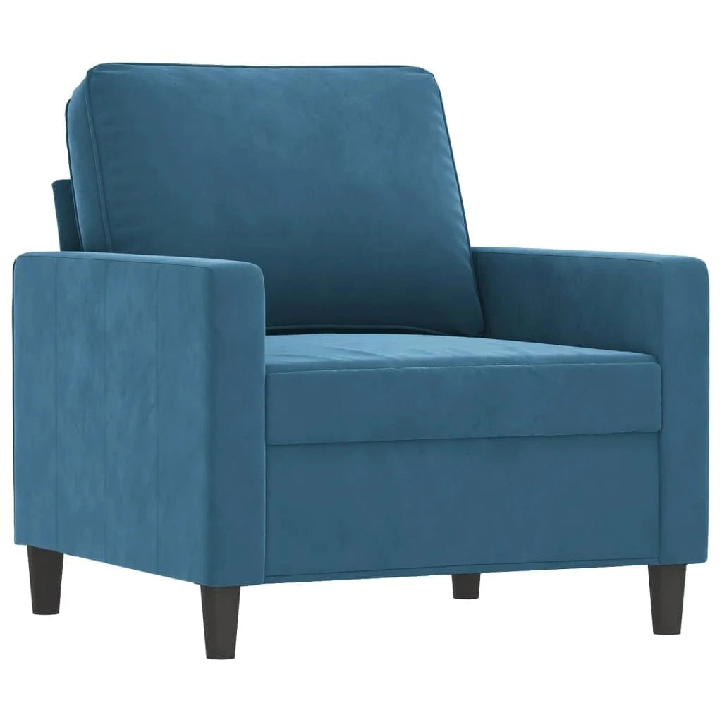 Canvanation Fauteuil avec Repose-Pied Bleu en Velours – Élégance et Détente Assurées