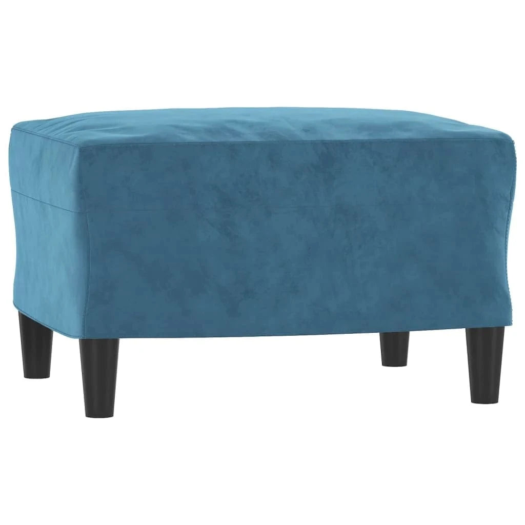 Canvanation Fauteuil avec Repose-Pied Bleu en Velours – Élégance et Détente Assurées