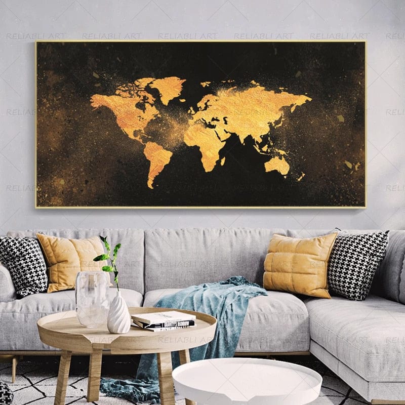 Canvanation 40x80cm / W 0221 map 6 Carte Du Monde En Toile