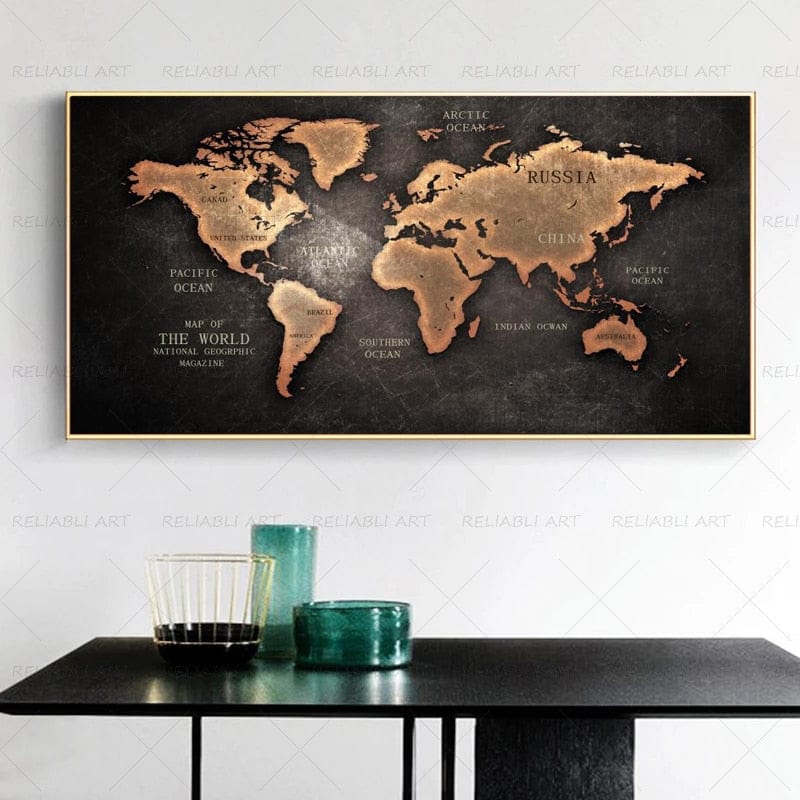 Canvanation 40x80cm / W 0221 map 4 Carte Du Monde En Toile