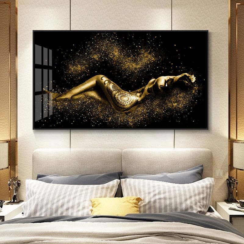 Canvanation Peinture Femme Abstraite Noir Et Or