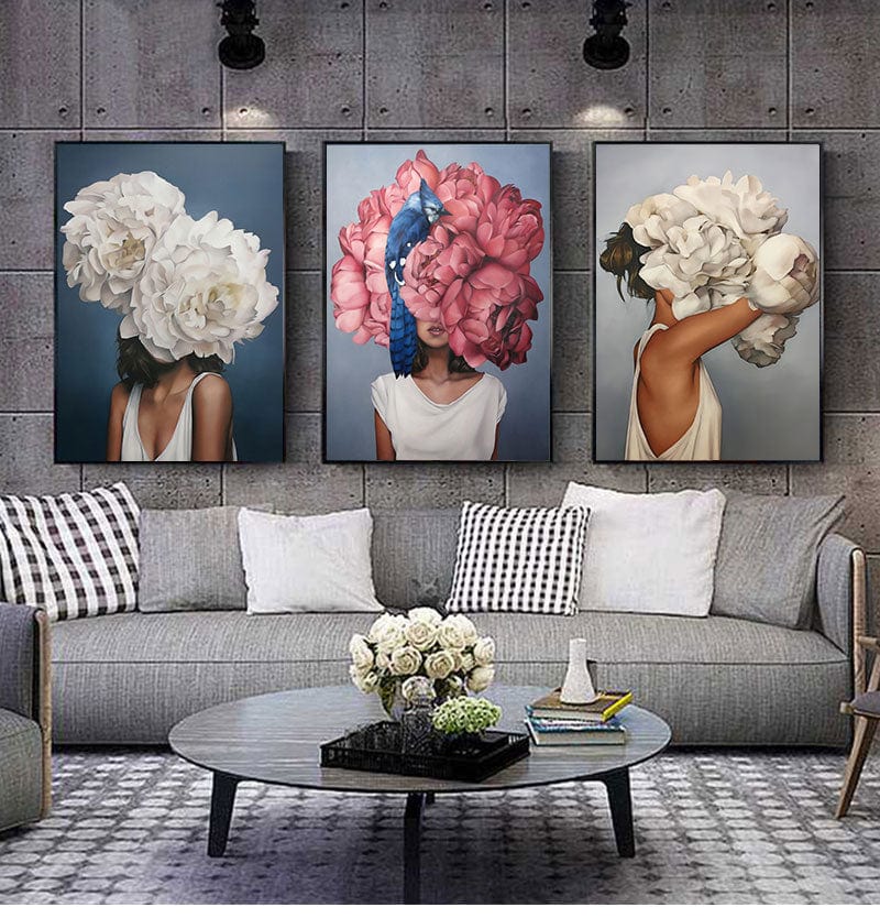 Canvanation Affiche Femme Fleurs Cheveux