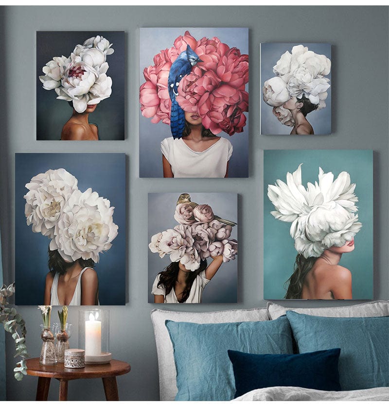 Canvanation Affiche Femme Fleurs Cheveux