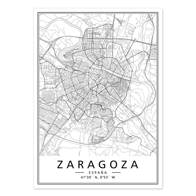 Canvanation Zaragoza / 40x60 cm Map Monde Affiche