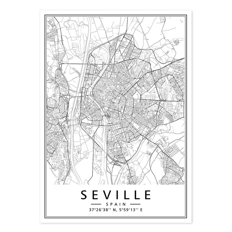 Canvanation Seville / 40x60 cm Map Monde Affiche