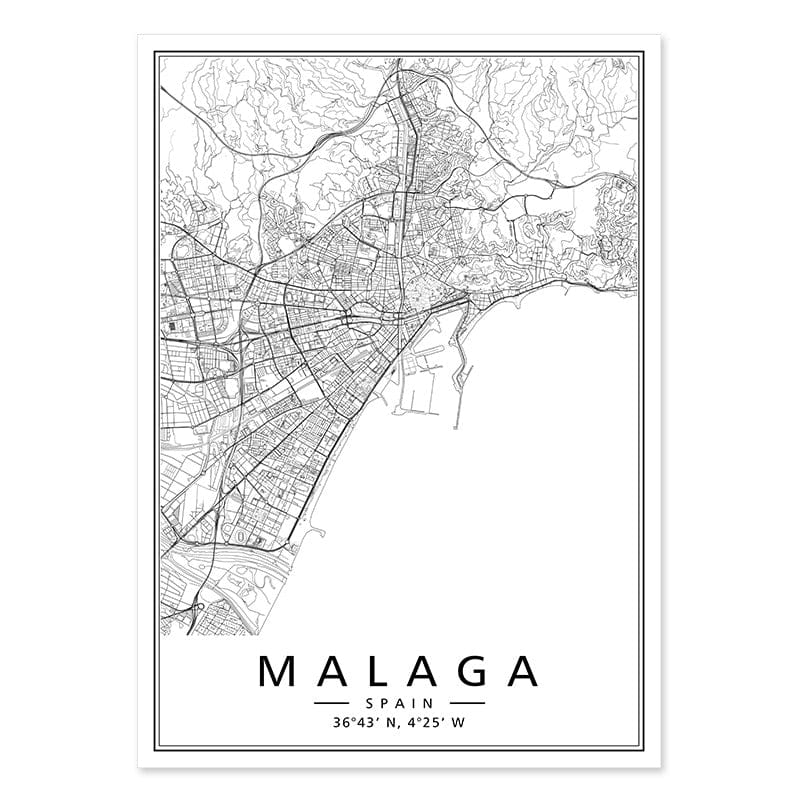 Canvanation Malaga / 40x60 cm Map Monde Affiche