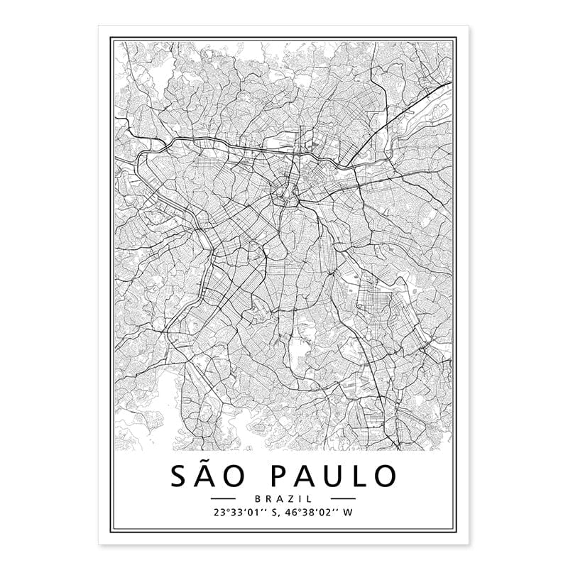 Canvanation Sao Paulo / 40x60 cm Map Monde Affiche