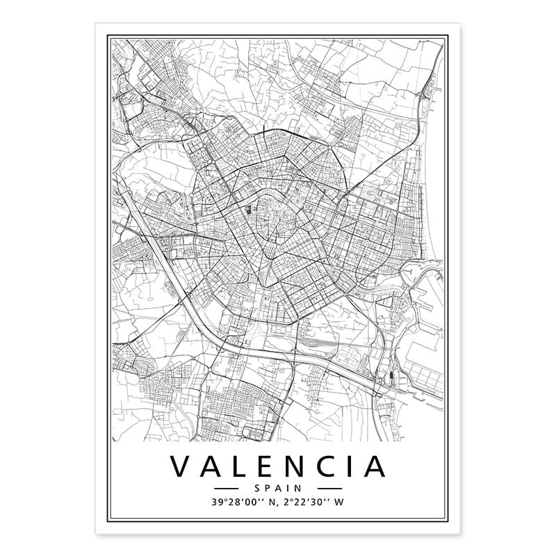 Canvanation Valencia / 40x60 cm Map Monde Affiche