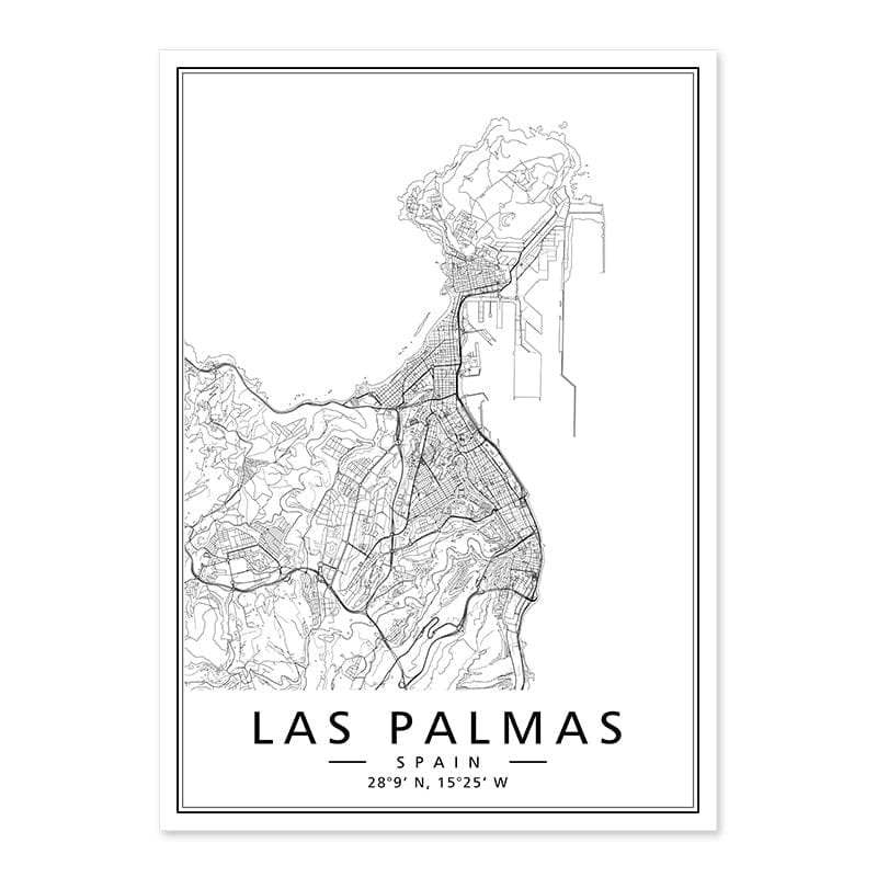 Canvanation Las Palmas / 40x60 cm Map Monde Affiche