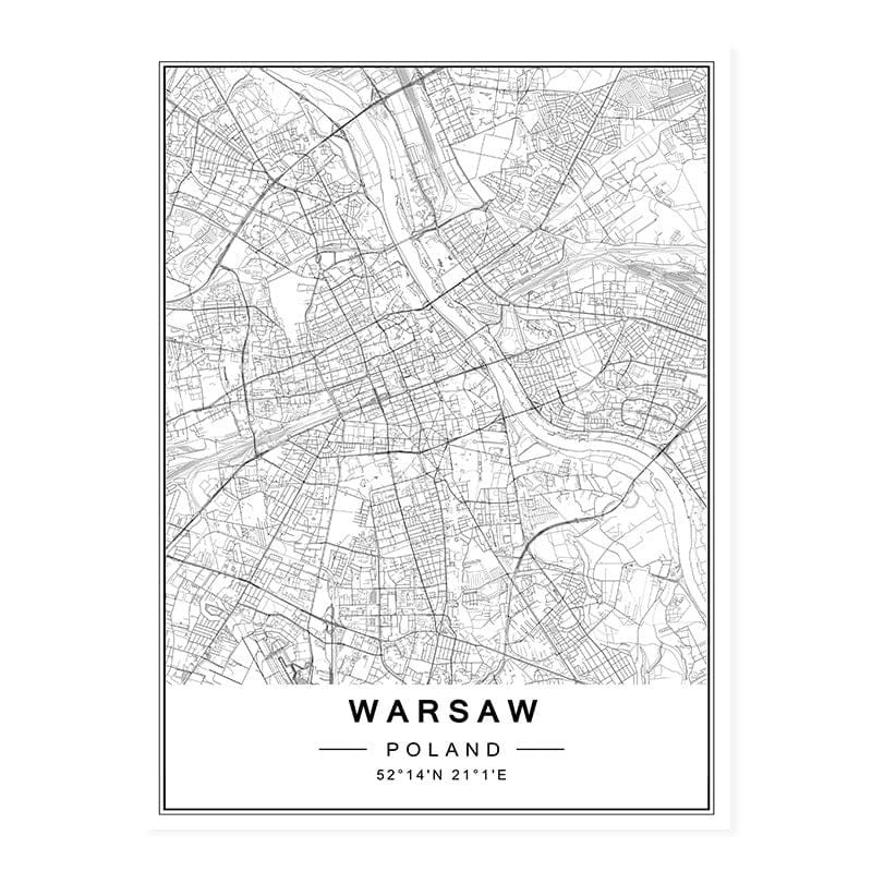 Canvanation WARSAW / 40x60 cm Map Monde Affiche