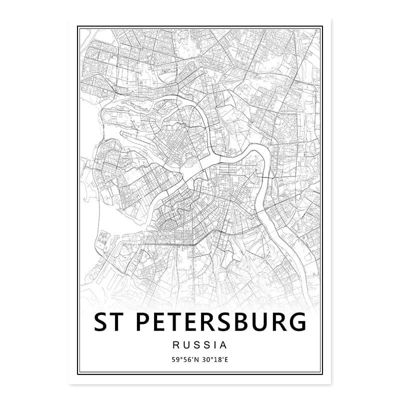 Canvanation St. Petersburg / 40x60 cm Map Monde Affiche