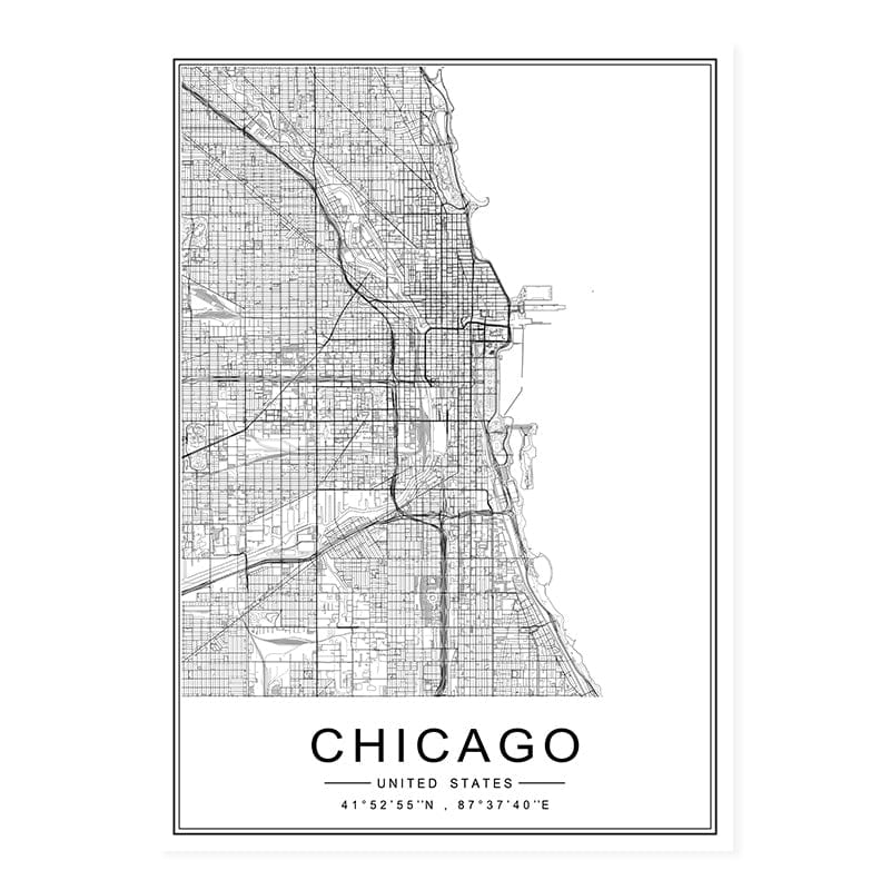 Canvanation CHICAGO / 40x60 cm Map Monde Affiche