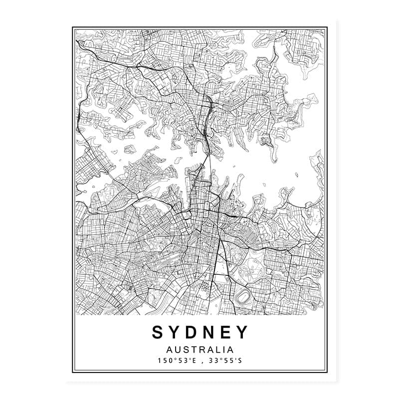 Canvanation SYDNEY / 40x60 cm Map Monde Affiche