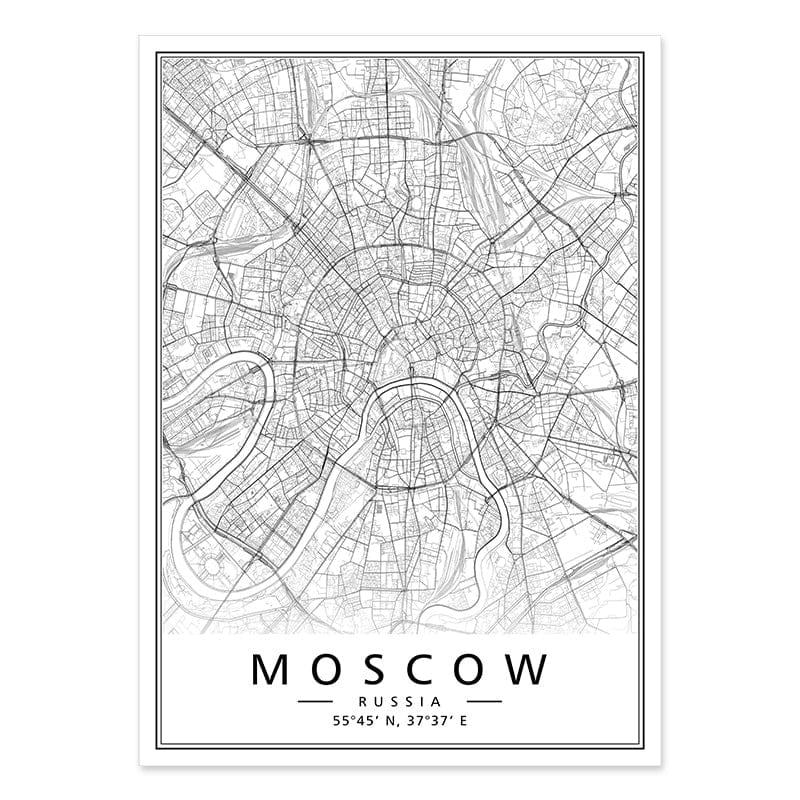 Canvanation Moscow / 40x60 cm Map Monde Affiche