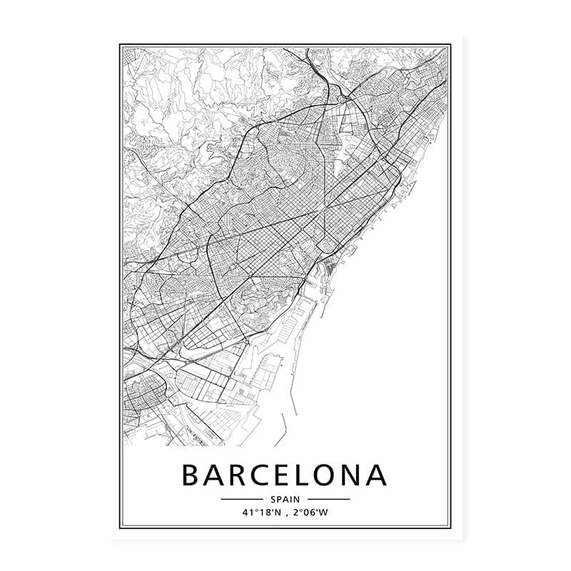 Canvanation BARCELONA / 40x60 cm Map Monde Affiche
